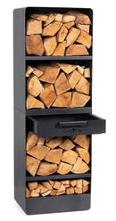 Grand porte bûches VENTO en acier noir H.120cm