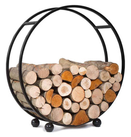 Rack à bûches rond en acier noir "DAISY" 80 cm