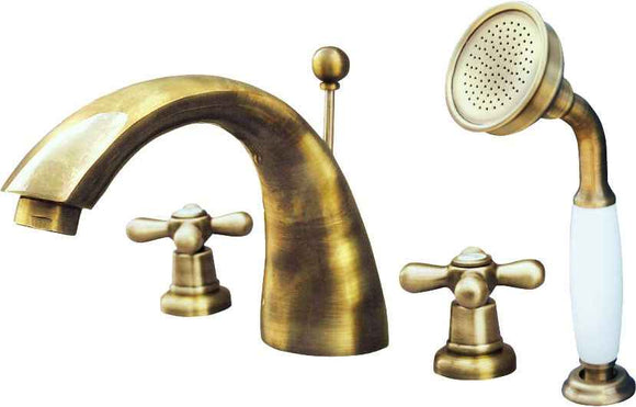 Mélangeur baignoire 4 trous avec inverseur MORAVA RETRO en laiton bronze