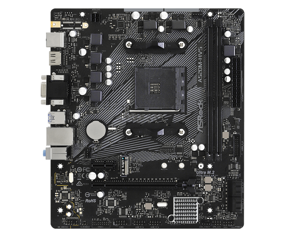 Carte mère asrock a520m-hvs amd a520 socket am4 micro atx