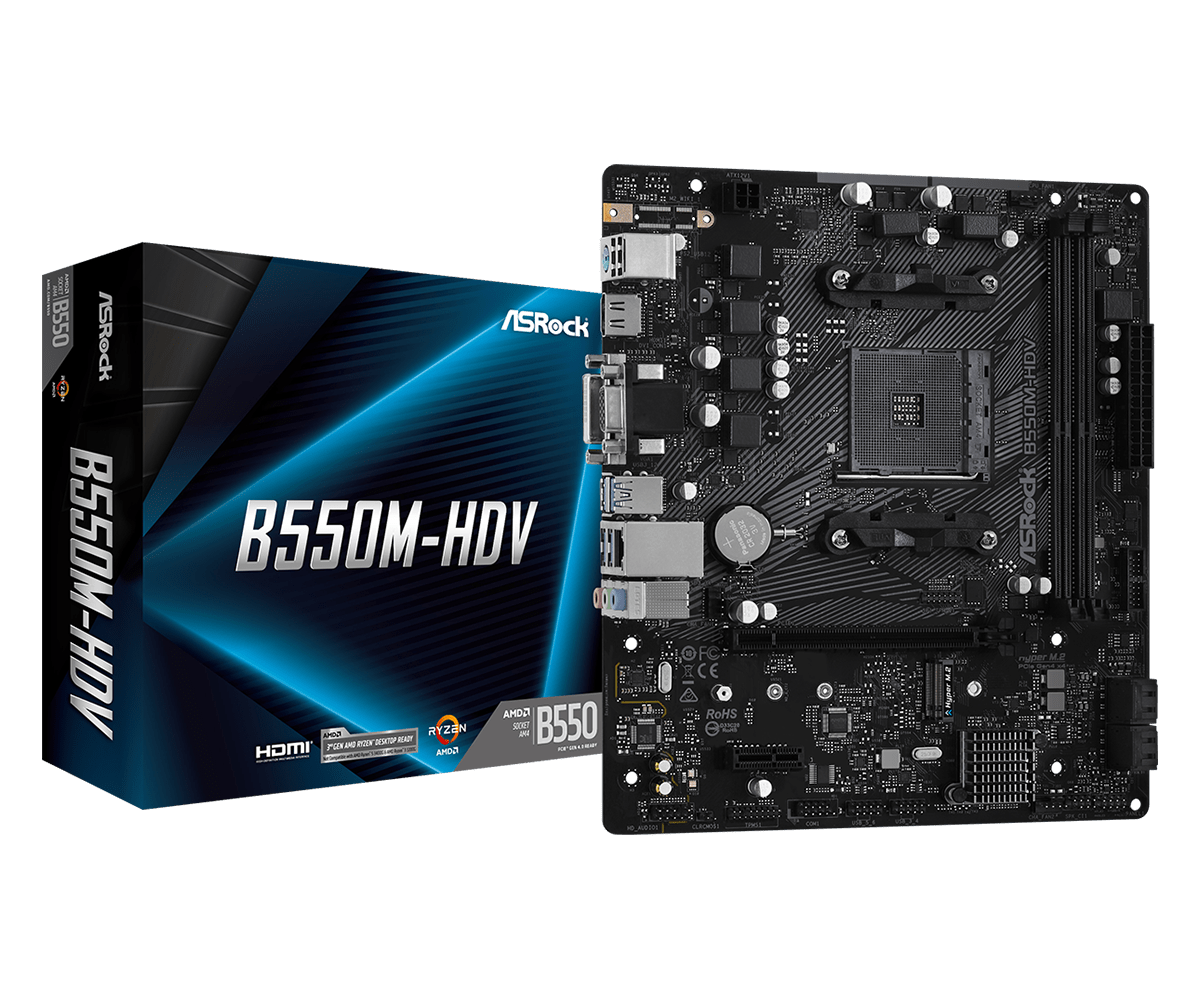 Carte mère asrock b550m-hdv avec socket am4 micro atx amd b550
