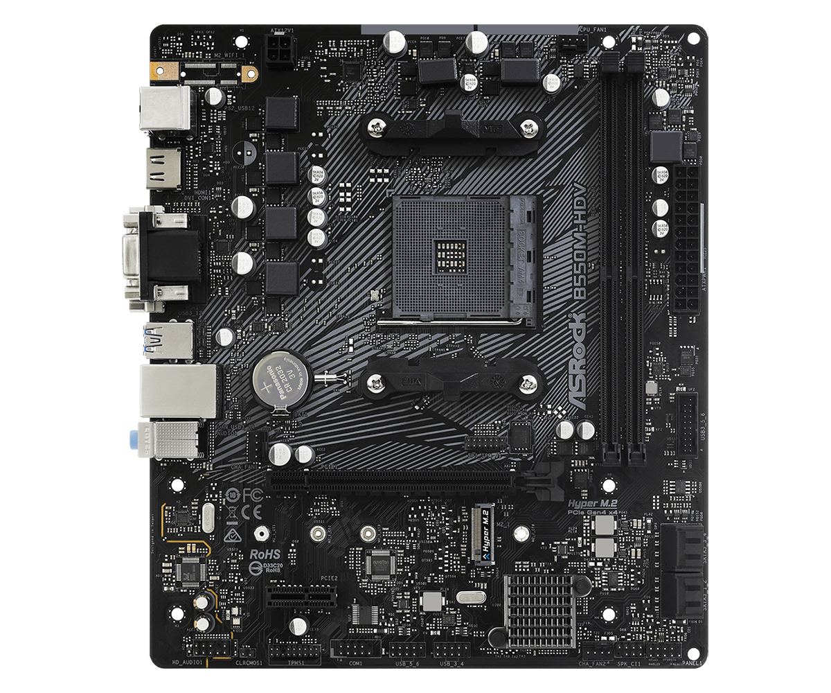 Carte mère Asrock B550M-HDV avec socket AM4 micro ATX AMD B550