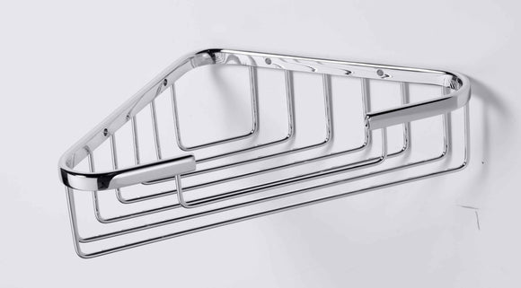 Porte-savon grille d'angle CYTRO en laiton chromé 24,5x15x6 cm