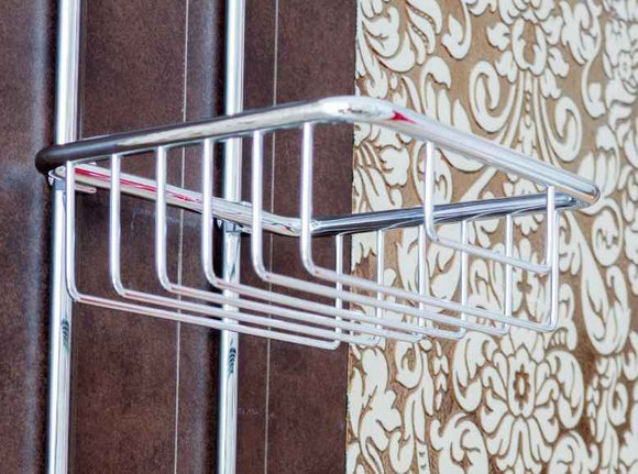 Porte objet de douche à accrocher CYTRO en laiton chromé 17x14x70 cm