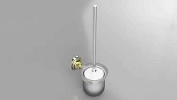 Goupillon de toilette mural en verre RETRO chromé doré 11x36x15cm