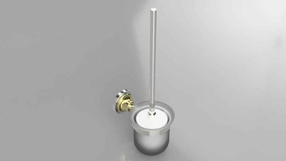 Goupillon de toilette mural en verre RETRO chromé doré 11x36x15cm