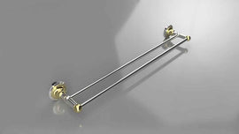 Porte-serviette double RETRO en laiton chromé doré 66,5x6,5x12 cm