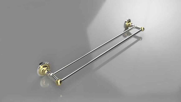 Porte-serviette double RETRO en laiton chromé doré 66,5x6,5x12 cm