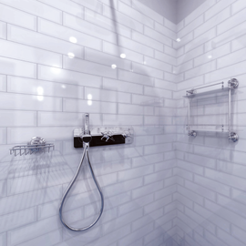 Etagère de douche double murale RETRO en verre 40x42x12 cm