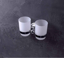 Porte brosses à dents double RETRO en verre 16x10,5x9 cm