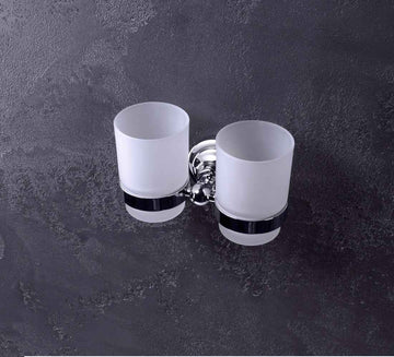 Porte brosses à dents double RETRO en verre 16x10,5x9 cm