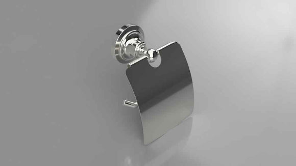 Dérouleur toilettes WC avec couvercle RETRO en laiton chromé 14x15x10 cm