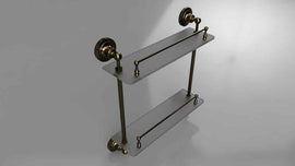 Double étagère en verre double RETRO en laiton 40x42x12 cm