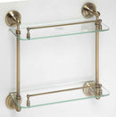 Double étagère en verre double RETRO en laiton 40x42x12 cm