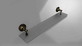 Etagère de douche RETRO en verre et laiton 60x8,7x12 cm