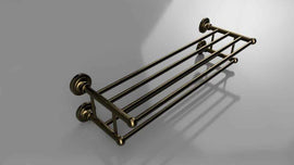 Etagère double trapèze avec porte-serviettes RETRO bronze 66,5x16,5x22,5 cm