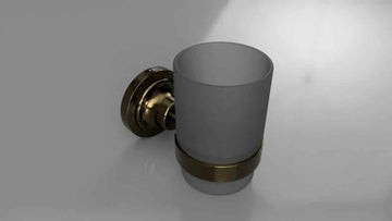 Porte brosses à dents en verre RETRO bronze 7x9,5x11,5 cm