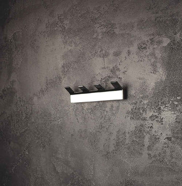 Patère quadruple rectangulaire SOLO en laiton chromé 20,5 cm