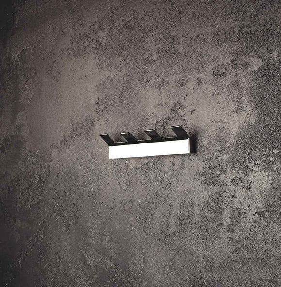 Patère quadruple rectangulaire SOLO en laiton chromé 20,5 cm