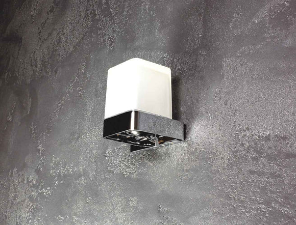 Porte-verre SOLO en laiton chromé et verre 7,5 x10,1 x9,1 cm