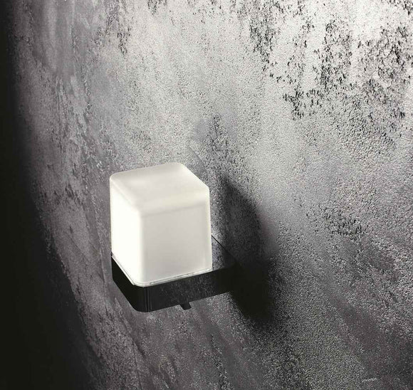 Porte-verre SOLO en laiton chromé et verre 7,5 x10,1 x9,1 cm