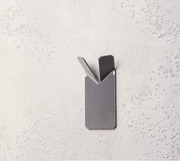 Lot de 2 patères double NIVA en acier inoxydable avec adhésive 4,8 x8,5 x2,2 cm