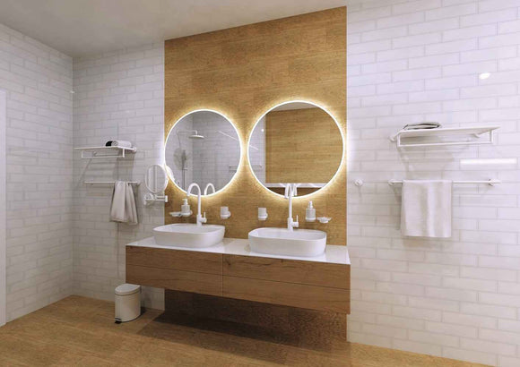 Etagère porte-serviettes de douche WHITE en laiton blanc 55 x12 x26,5 cm