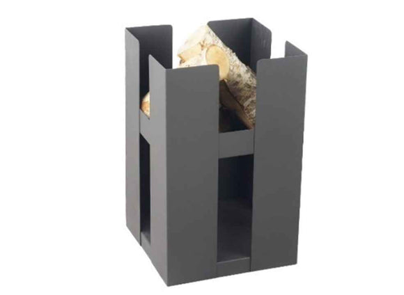 Cheminée de jardin carré BE 50x50 cm acier avec rangement bois