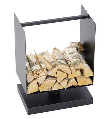 Range bûches sur pied carrée en acier noir 45x30x60 cm