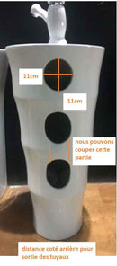 Lavabo totem rond à 1 trou ELYSEE 83x42x42 cm en céramique