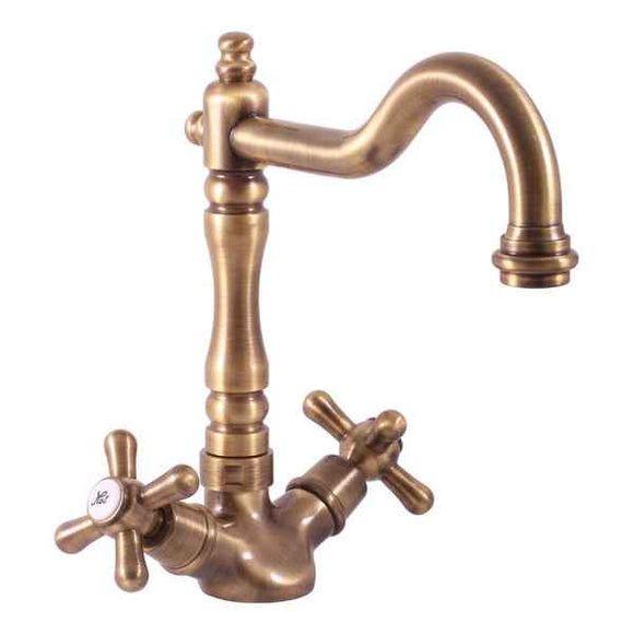 Mélangeur lavabo MORAVA RETRO pivotant en laiton bronze