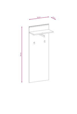 Porte manteau fixe mural ARMARIO coloris chêne sonoma 60x154x32 cm