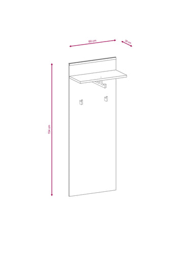Porte manteau fixe mural ARMARIO coloris chêne sonoma 60x154x32 cm