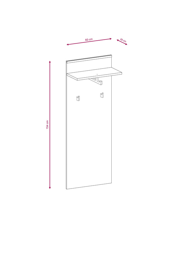 Porte manteau fixe mural ARMARIO coloris chêne sonoma 60x154x32 cm