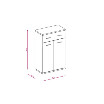 Commode avec un tiroir et deux portes ARMARIO coloris chêne sonoma 60x32x96 cm - 0