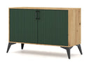 Buffet 2 portes et 2 tiroirs LUGO coloris chêne vert 112x42x78,40cm