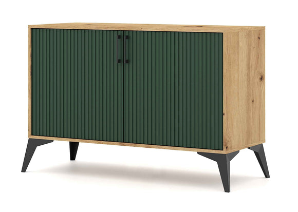 Buffet 2 portes et 2 tiroirs LUGO coloris chêne vert 112x42x78,40cm