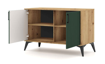 Buffet 2 portes et 2 tiroirs LUGO coloris chêne vert 112x42x78,40cm