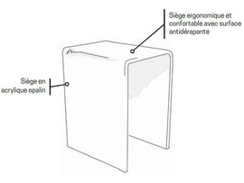 Tabouret de douche blanc NOVELLINI en acrylique opalin