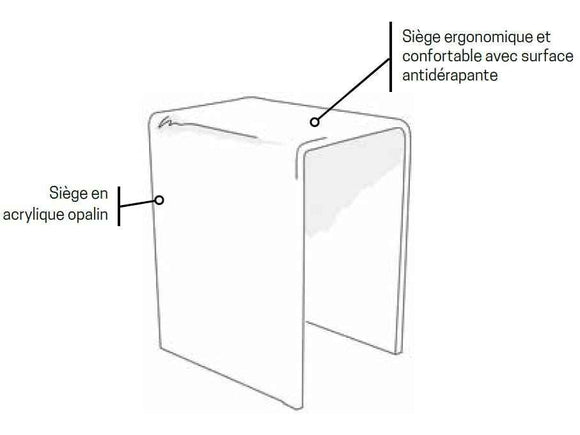 Tabouret de douche blanc NOVELLINI en acrylique opalin