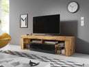 Meuble TV EVEREST coloris chêne et noir 140x35x50 cm