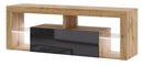 Meuble TV EVEREST coloris chêne et noir 140x35x50 cm