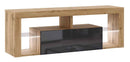Meuble TV EVEREST coloris chêne et noir 140x35x50 cm