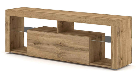 Meuble TV EVEREST coloris chêne 140x35x50 cm