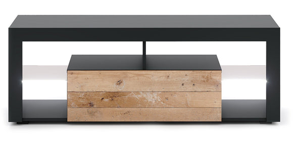 Meuble TV EVEREST coloris gris et chêne 140x35x50 cm