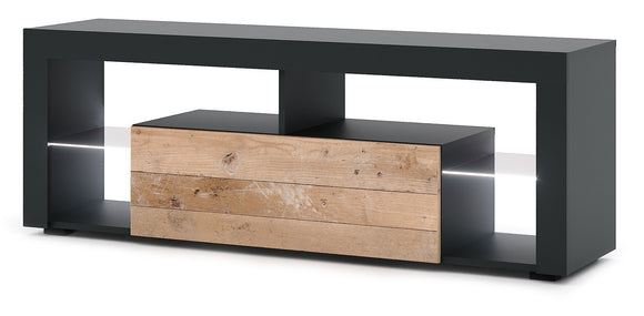 Meuble TV EVEREST coloris gris et chêne 140x35x50 cm