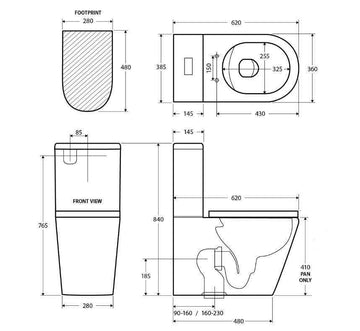Ensemble Cuvette WC sans bride Rimless à poser ZINA - avec abattant et réservoir