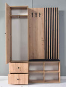 Meuble d’entrée MODERNO coloris chêne artisan 128,5x30 H.195,5 cm