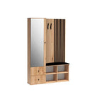 Meuble d’entrée MODERNO coloris chêne artisan 128,5x30 H.195,5 cm