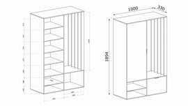 Meuble d’entrée EMILIO coloris chêne artisan 100x33 H.189,4 cm